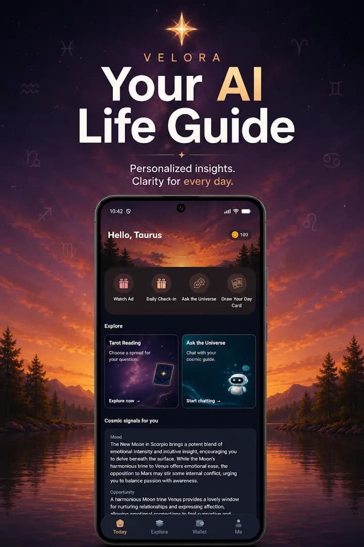 Velora: AI Tarot & Horoscope, ảnh chụp trong ứng dụng 1